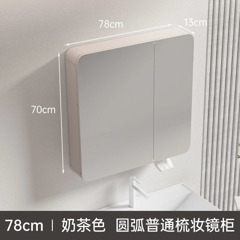 armoire circulaire en aluminium avec miroir éclairage intelligent et rangement - vue 12 sur 32