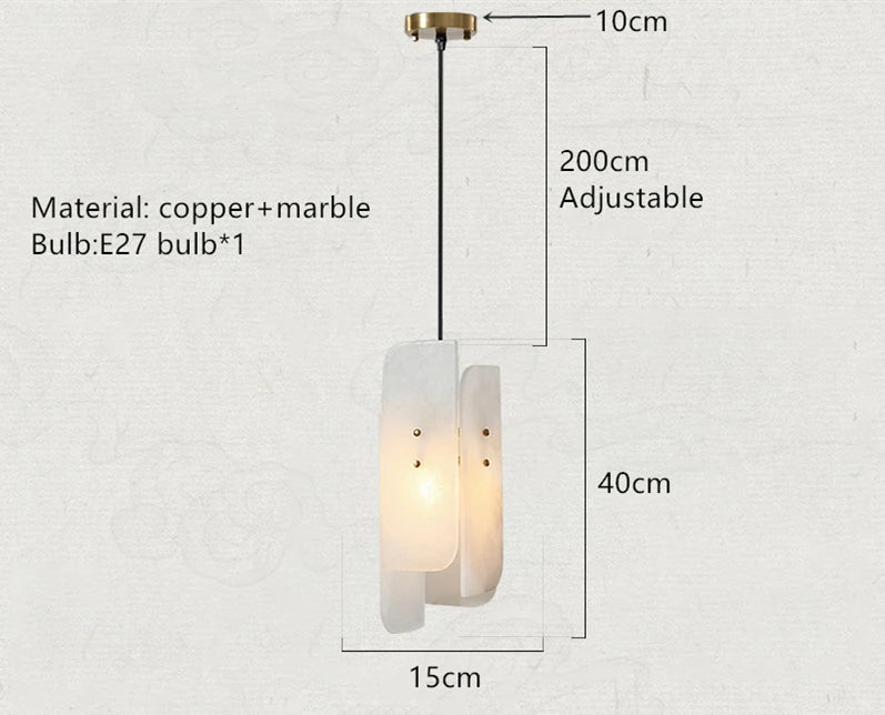 suspension en marbre véritable avec fil de cuivre réglable