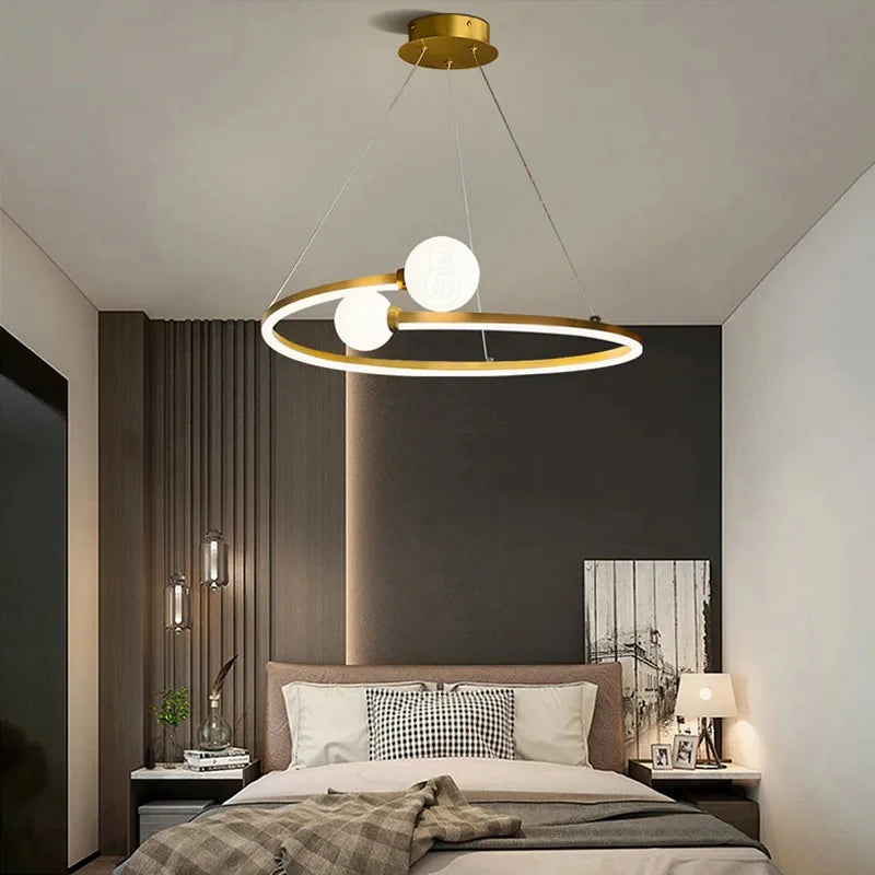 lustre led anneau créatif nordique éclairage suspension moderne