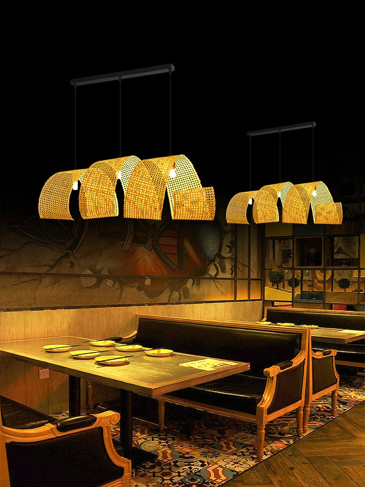 lustre en bambou style japonais pour décoration zen asiatique - vue 3 sur 11