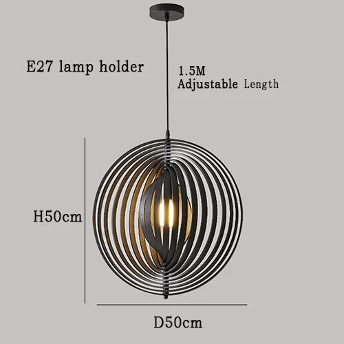 Pendelleuchte aus Holz im nordischen Design für Restaurant - vue 12 sur 12