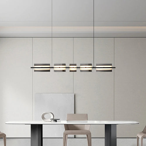 Minimalistischer italienischer Kronleuchter aus Kupfer und Glas modern - vue 5 sur 8