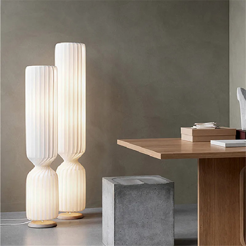 Lampadaire plissé nordique wabi sabi lampe en tissu blanc pour salon chambre Loft décor LED coin longue bande lumière sur pied