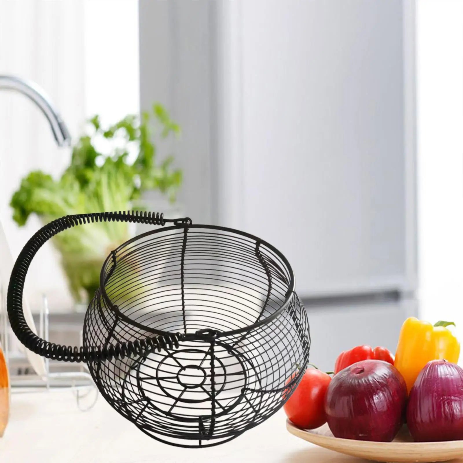 panier à œufs en fil de fer avec poignée pour rangement alimentaire - vue 4 sur 7