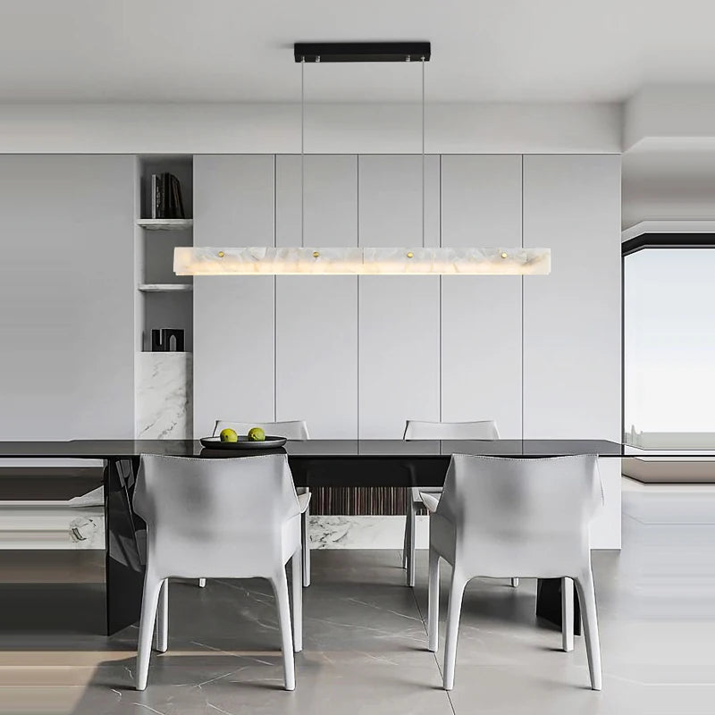 lustre en marbre acier inoxydable à led dimmable pour éclairage intérieur - vue 5 sur 10