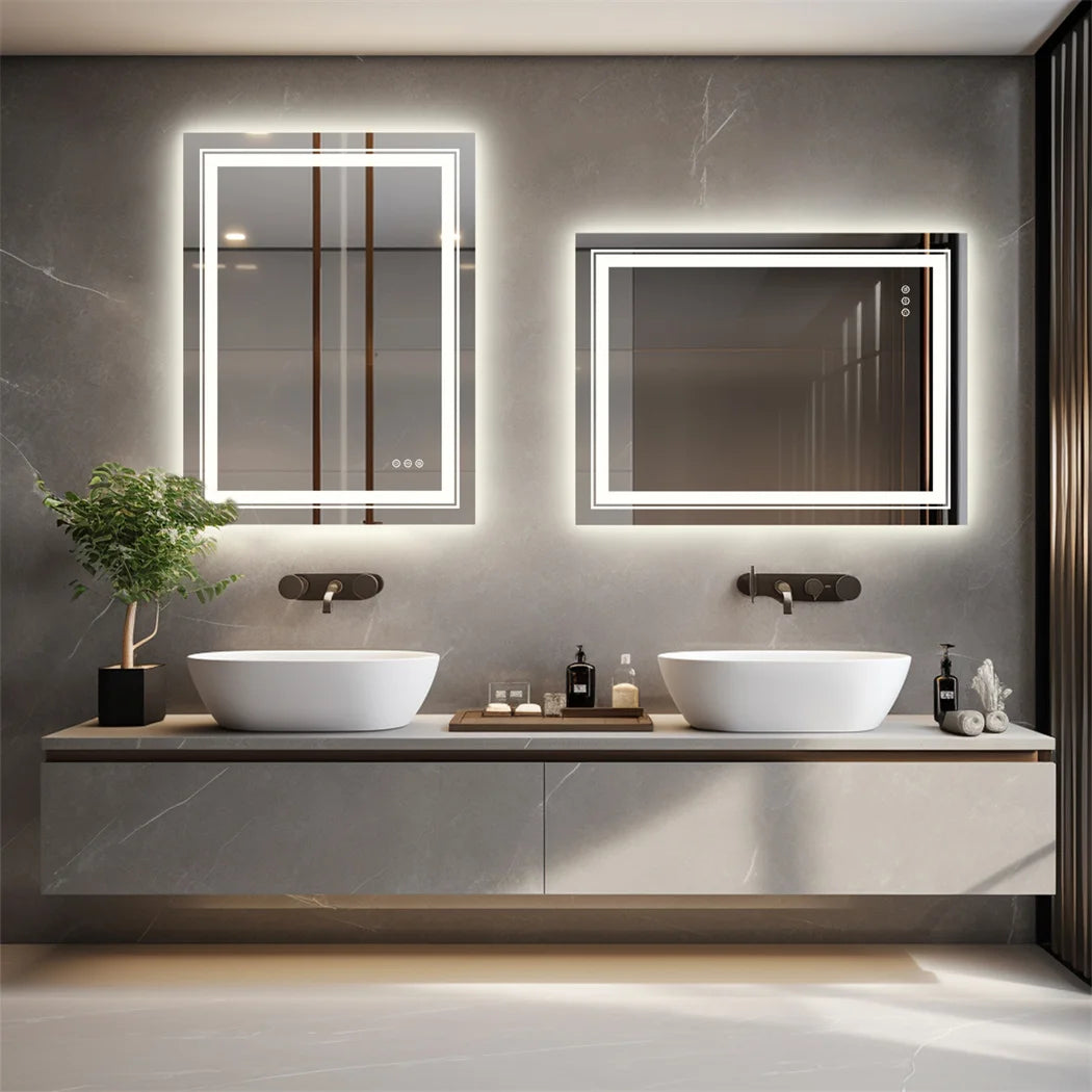 miroir LED de luxe en cristal transparent étanche à intensité variable - vue 3 sur 9