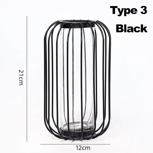 vase en fer rétro avec verre décoration nordique moderne