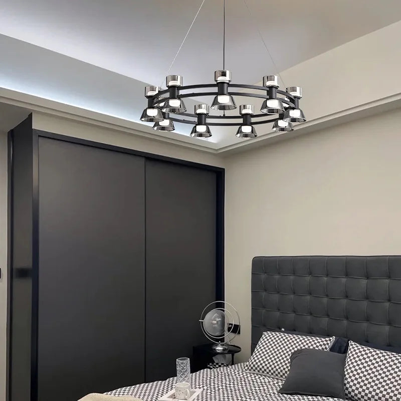 Kreativer Kronleuchter aus Kupfer und Glas modernes Design leicht - vue 3 sur 12