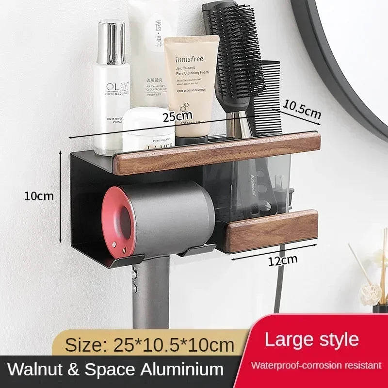 porte-serviettes en bois et aluminium organisateur mural pour accessoires de douche - vue 9 sur 16