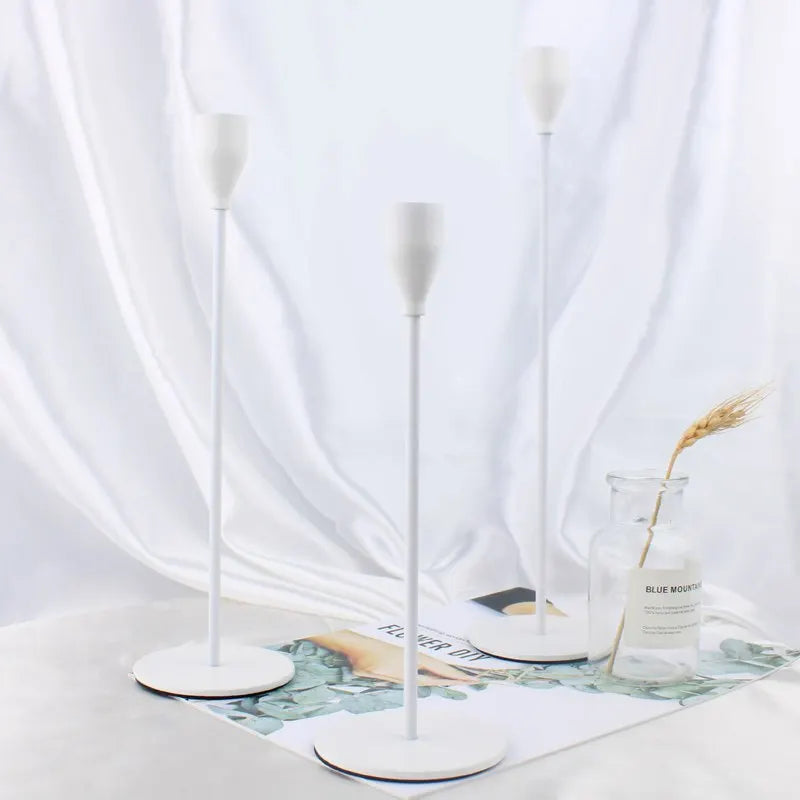 lot de 3 bougeoirs en métal décoration élégante pour mariage et fêtes - vue 10 sur 21