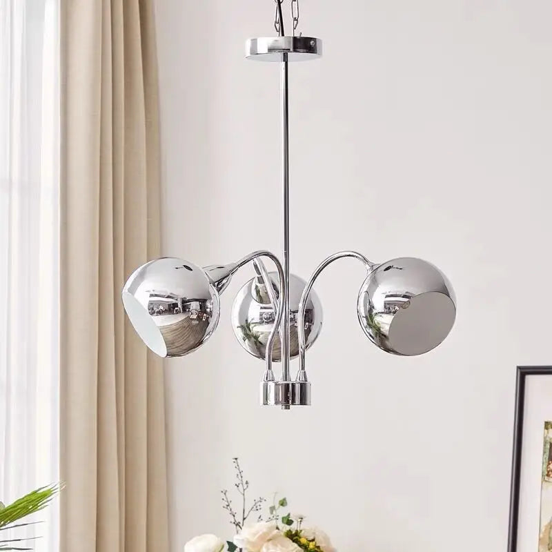 lustre nordique en chrome avec lampes à globe décoratives - vue 6 sur 14