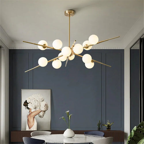 lustre design bauhaus sputnik en verre pour éclairage moderne - vue 4 sur 9