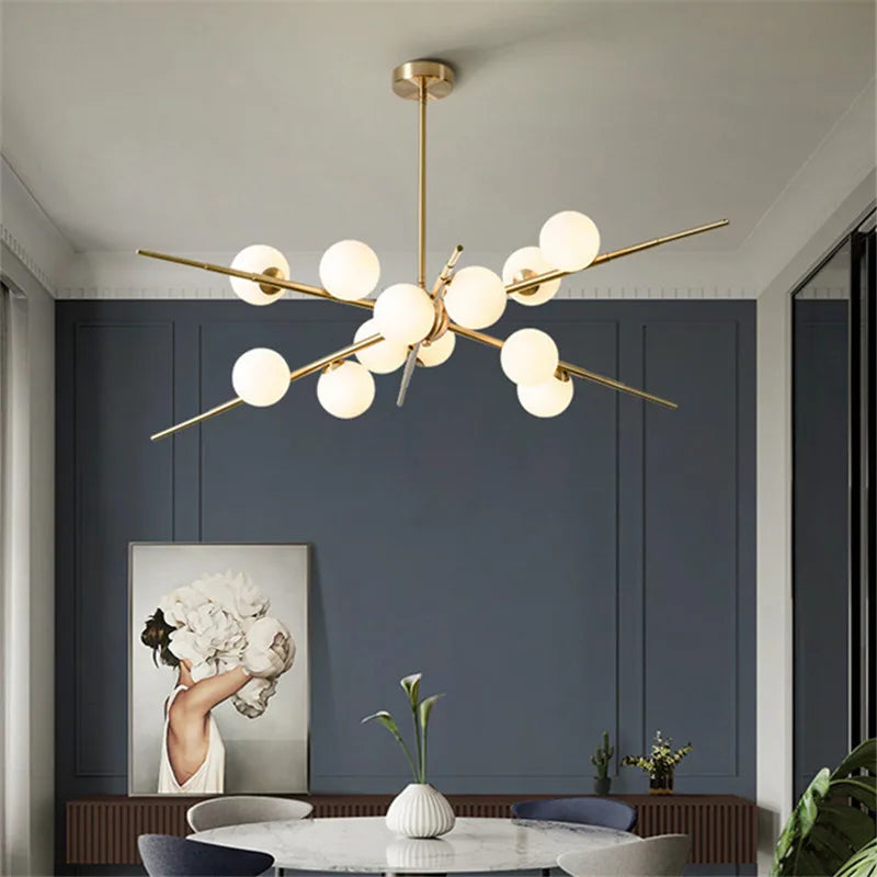 lustre bauhaus design boule de verre pour éclairage moderne - vue 4 sur 10