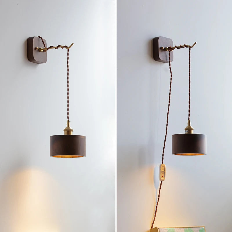 Moderne Wandleuchte aus Nussbaum für Schlafzimmer und Wohnzimmer - vue 5 sur 23