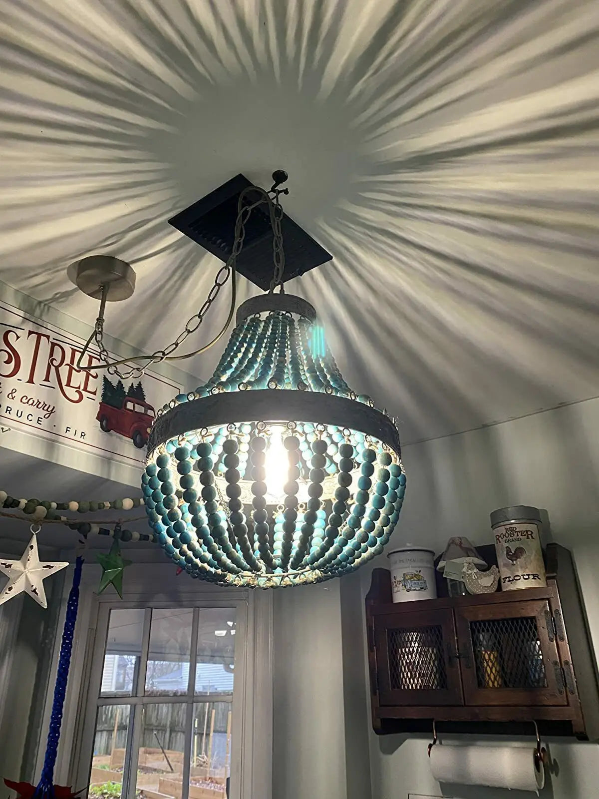 lustre moderne vintage en perles de bois pour intérieur élégant - vue 9 sur 8