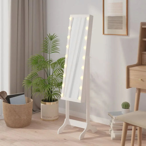 White floor mirror with white LED 34x37x146 cm, home decoration wall Deco living room decoration