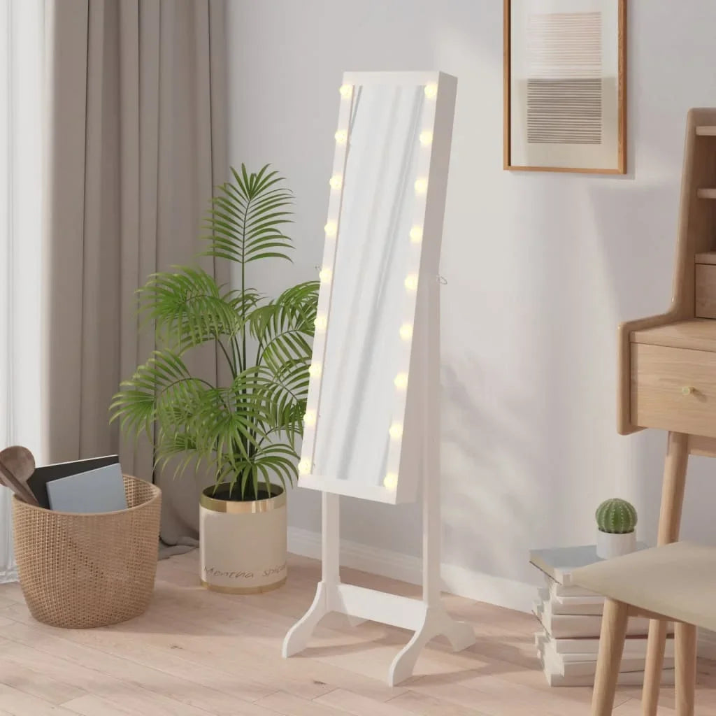 White floor mirror with white LED 34x37x146 cm, home decoration wall Deco living room decoration