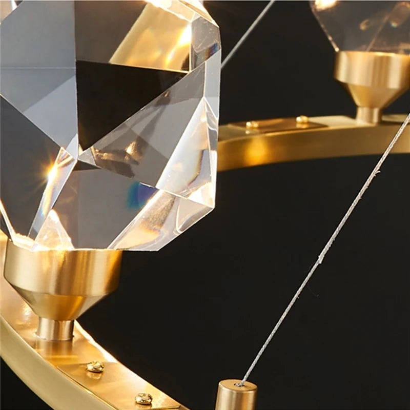 lustre nordique led en cristal pour décoration intérieure - vue 5 sur 13