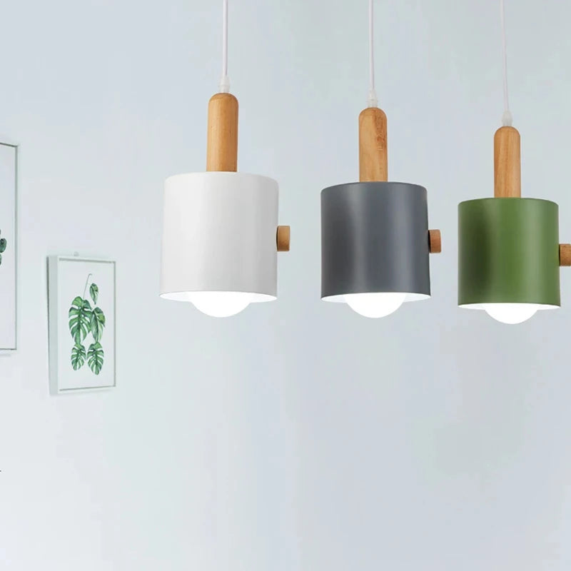 Lustre LED de chevet de chambre à coucher de Macarons nordiques rond rond décoratif salle à manger suspension lumière créative intérieure suspension lustre - vue 4 sur 9