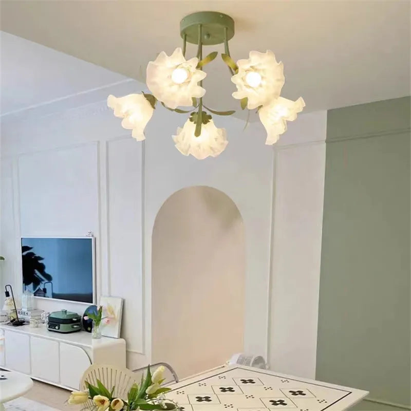 lustre nordique créatif à fleurs pour décoration intérieure - vue 5 sur 24