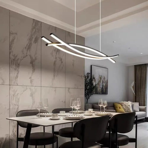 Moderner LED-Kronleuchter aus Aluminium, höhenverstellbar - vue 3 sur 8