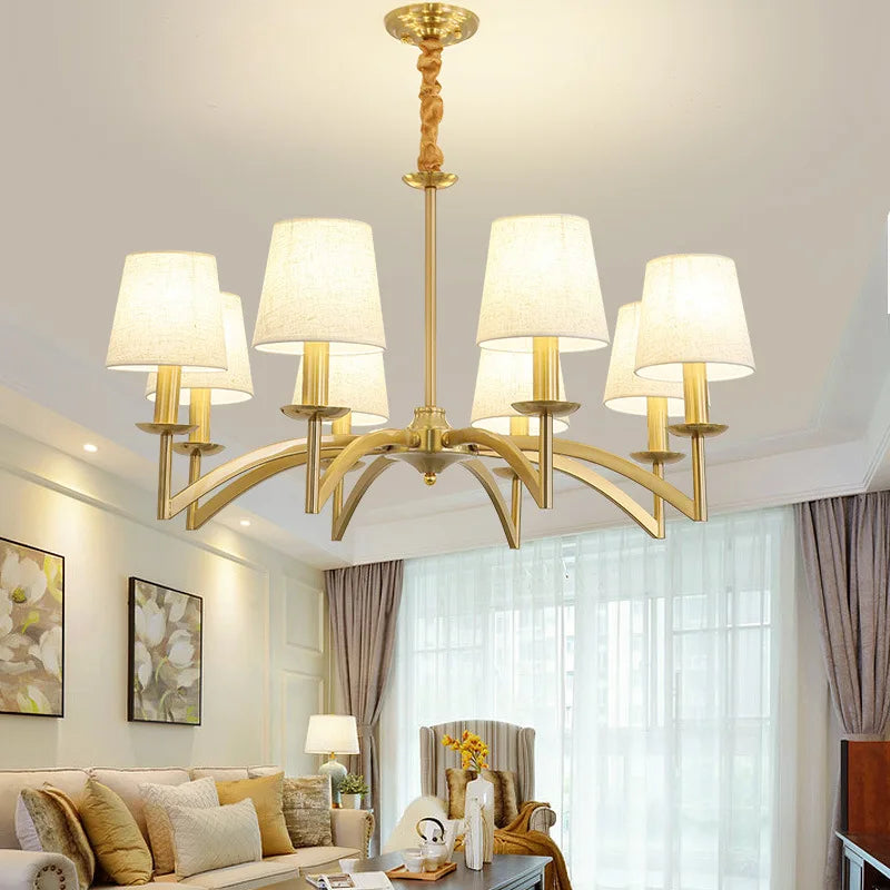 Lustre rétro américain en tissu pour décoration intérieur lumineux