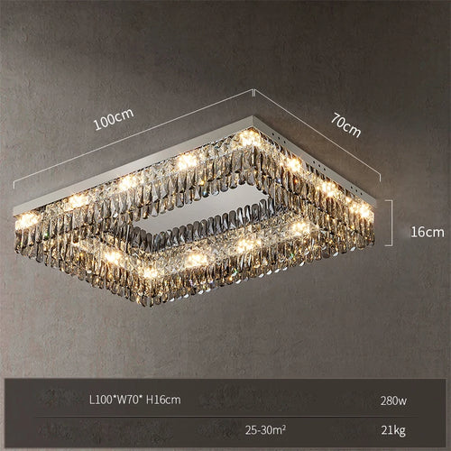 LED-Deckenleuchte quadratisch rechteckig Kristall gold dimmbar - vue 16 sur 18