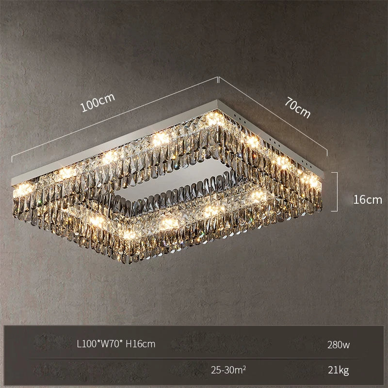 LED-Deckenleuchte quadratisch rechteckig Kristall gold dimmbar - vue 15 sur 18