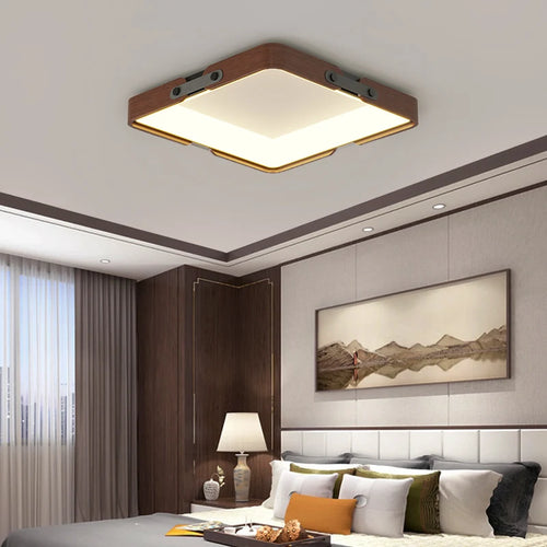 Ultradünne LED-Deckenleuchte aus Holz im nordischen Minimalismus-Stil