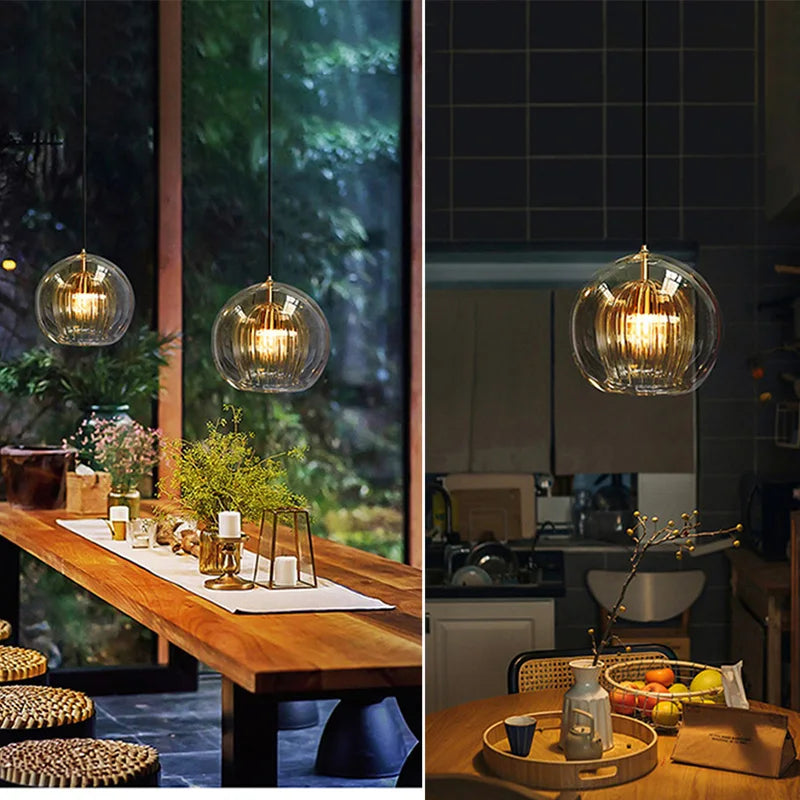 lustre nordique led en verre pour restaurant et bureau - vue 10 sur 9