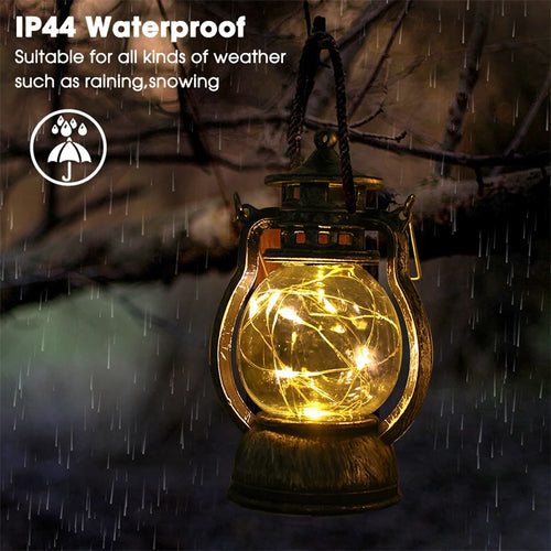 Retro LED-Outdoorlampe mit dynamischer Flamme – tragbar für Camping - vue 3 sur 10