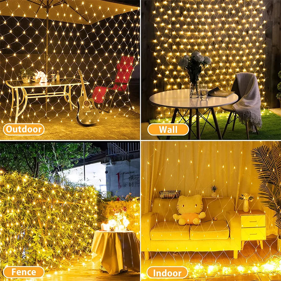 réseau de led solaire étanche pour décoration extérieure jardin - vue 6 sur 9
