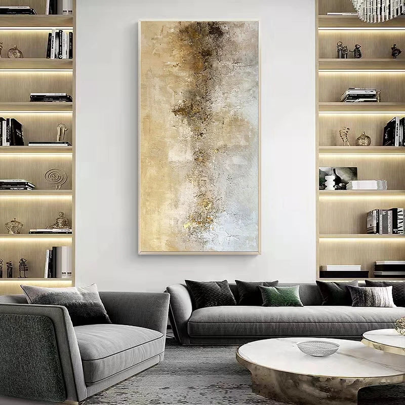 Customizable, Hand-painted Abstract Decorative Painting, Living Room Background Wall Hanging Painting Gold Foil, Canvas Painting
