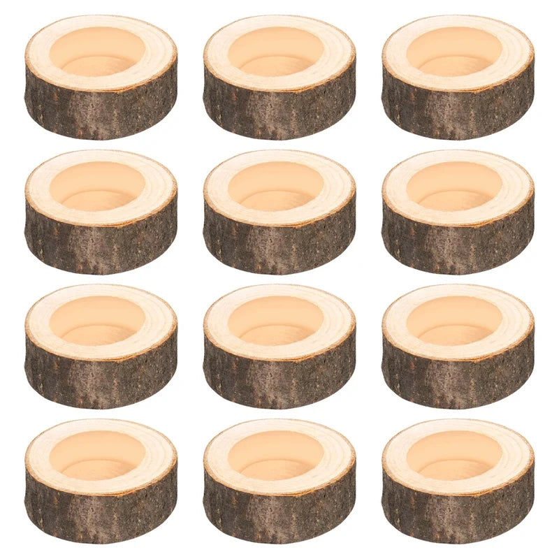 12Pcs Wooden Candle Holder,Votive Tealight Holder For Wedding Party For Table,Halloween Christmas Party Home Decor