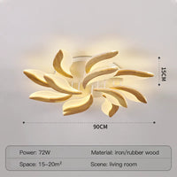 lustre moderne en bois avec luminaires en acrylique à LED