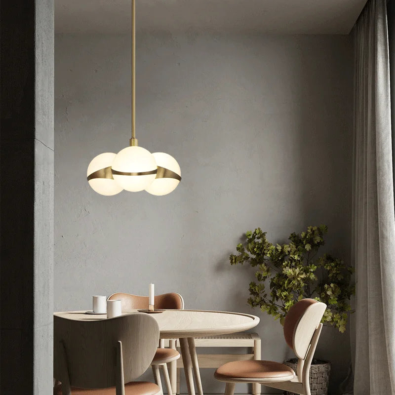 plafonnier nordique en cuivre créatif simple lustre à haricots magiques moléculaires - vue 5 sur 8