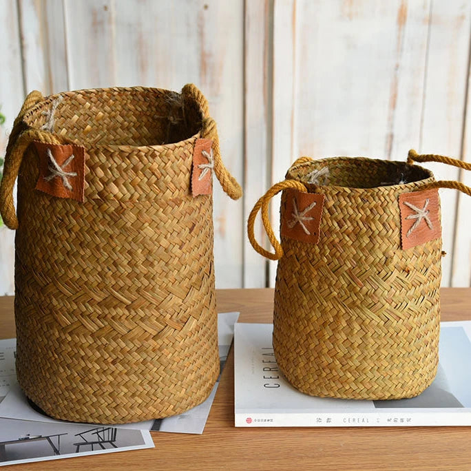 panier de rangement en jonc de mer naturel pour décorations variées - vue 2 sur 7