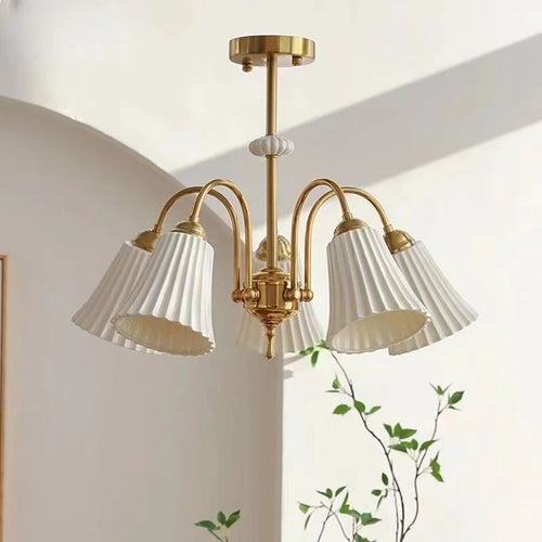 Lustre de style français rétro en céramique blanche