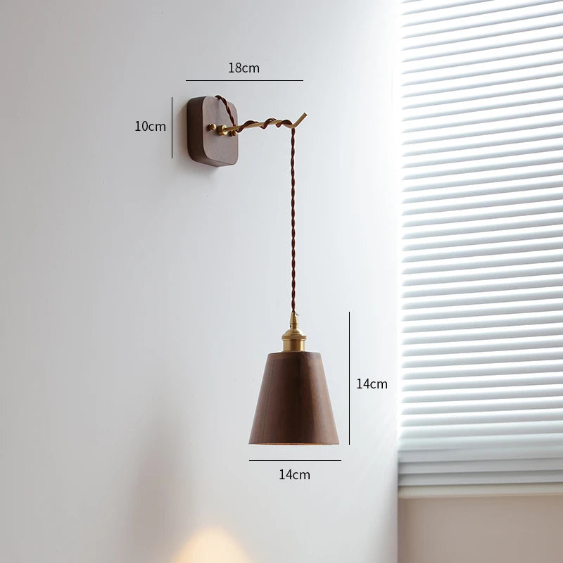Moderne Wandleuchte aus Nussbaum für Schlafzimmer und Wohnzimmer - vue 9 sur 23