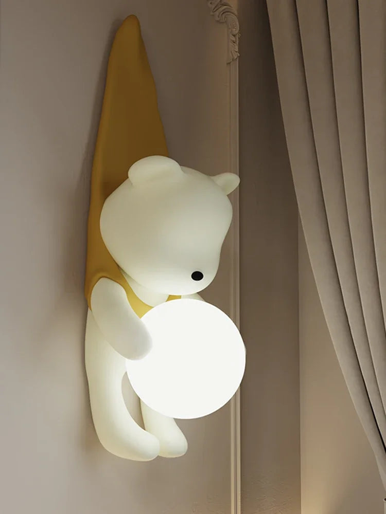 applique murale Style crème résine ours nordique LED salon chambre enfants chambre moderne créatif décor à la maison - vue 3 sur 8