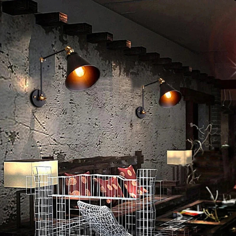 applique murale loft industriel rétro bras long luminaria led - vue 5 sur 8