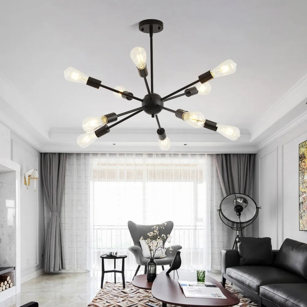 lustre moderne industriel en laiton pour éclairage design - vue 5 sur 9