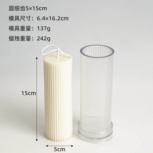 moule cylindrique à rayures pour fabrication de bougies en acrylique
