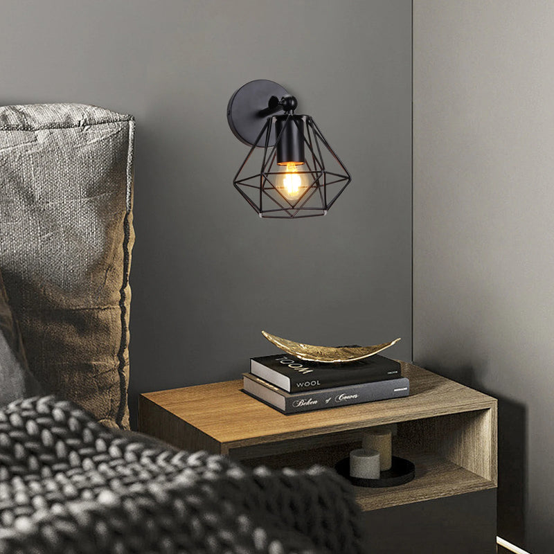 applique murale loft industriel led vintage cage abat-jour