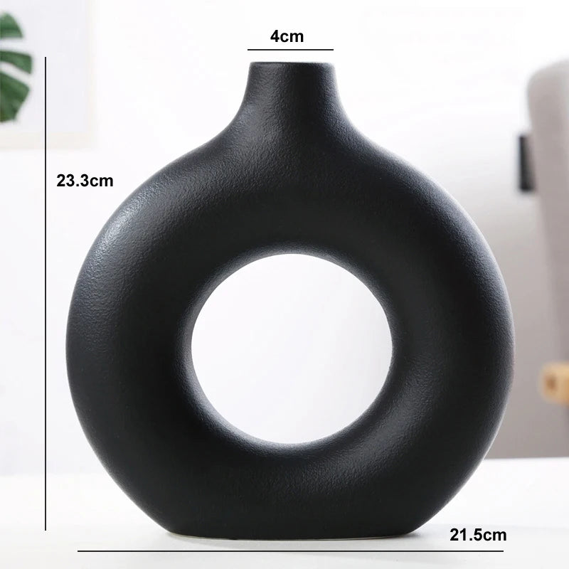 vase circulaire en céramique pour décoration intérieure et fleurs - vue 9 sur 12