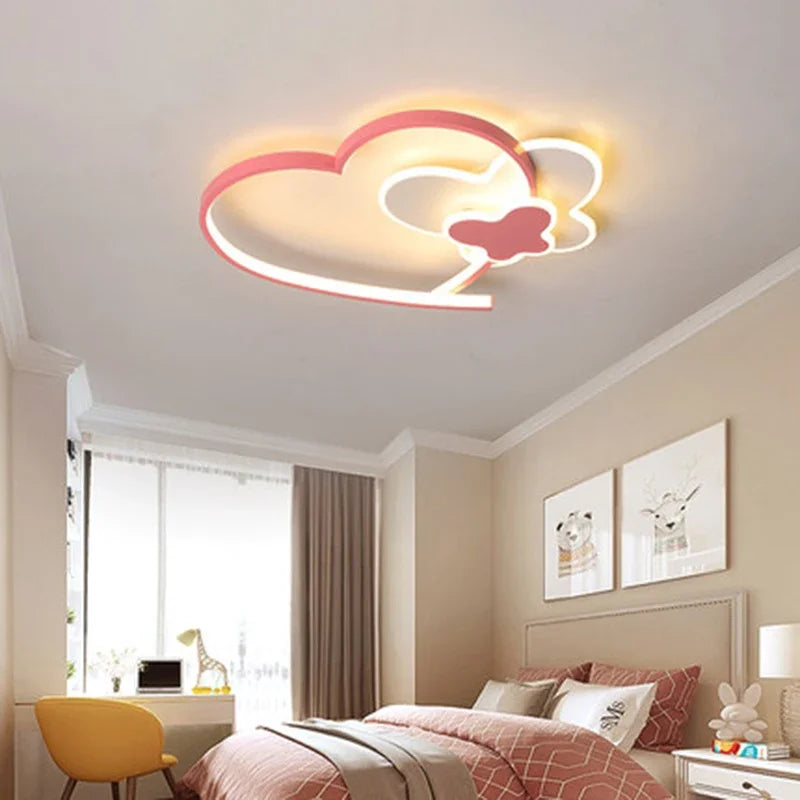 plafonnier LED chambre enfants en forme de coeur rose - vue 5 sur 10