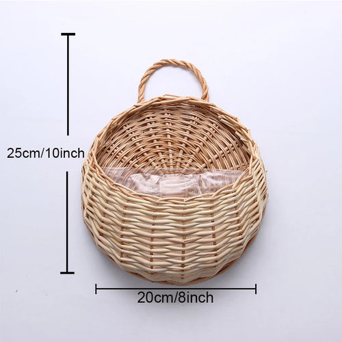 jardinière murale en rotin et osier pour plantes