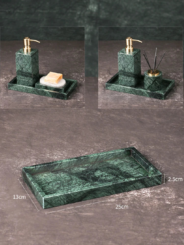 ensemble d'accessoires en marbre pour salle de bain organisé - vue 9 sur 21