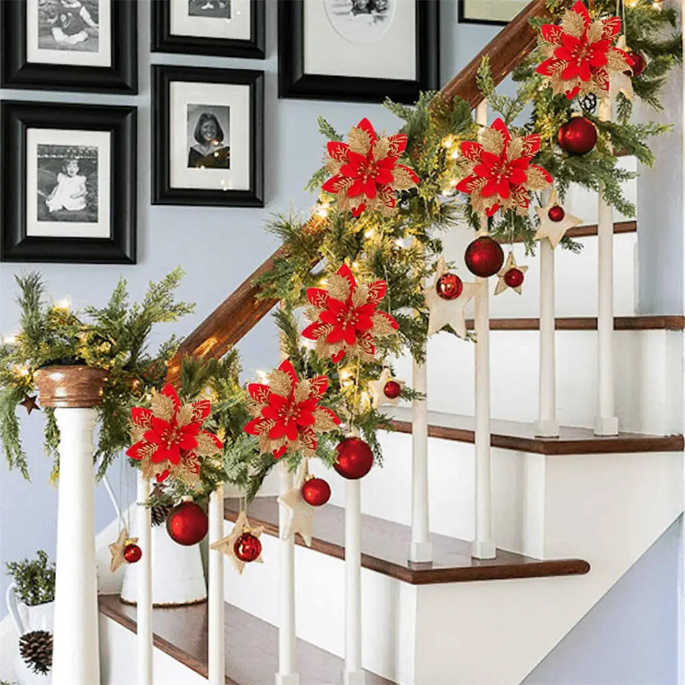 décoration suspendue fleur pailletée pour arbre de noël - vue 6 sur 34