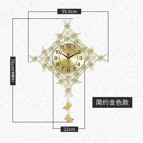 horloge murale à pendule design européen en métal unique - vue 18 sur 19